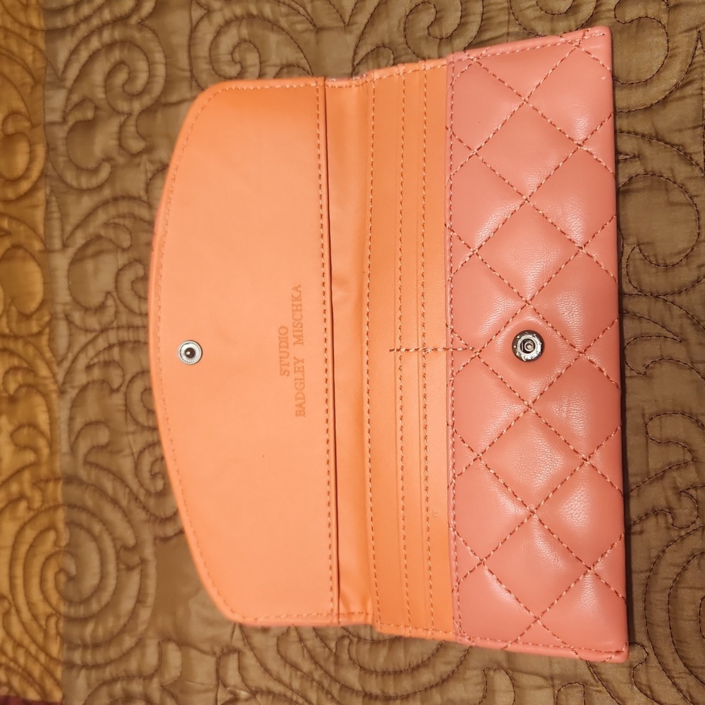 Badgley Mischka NWOT Quilting Diamond Cover Wallet- Coral - Picture 2 of 3